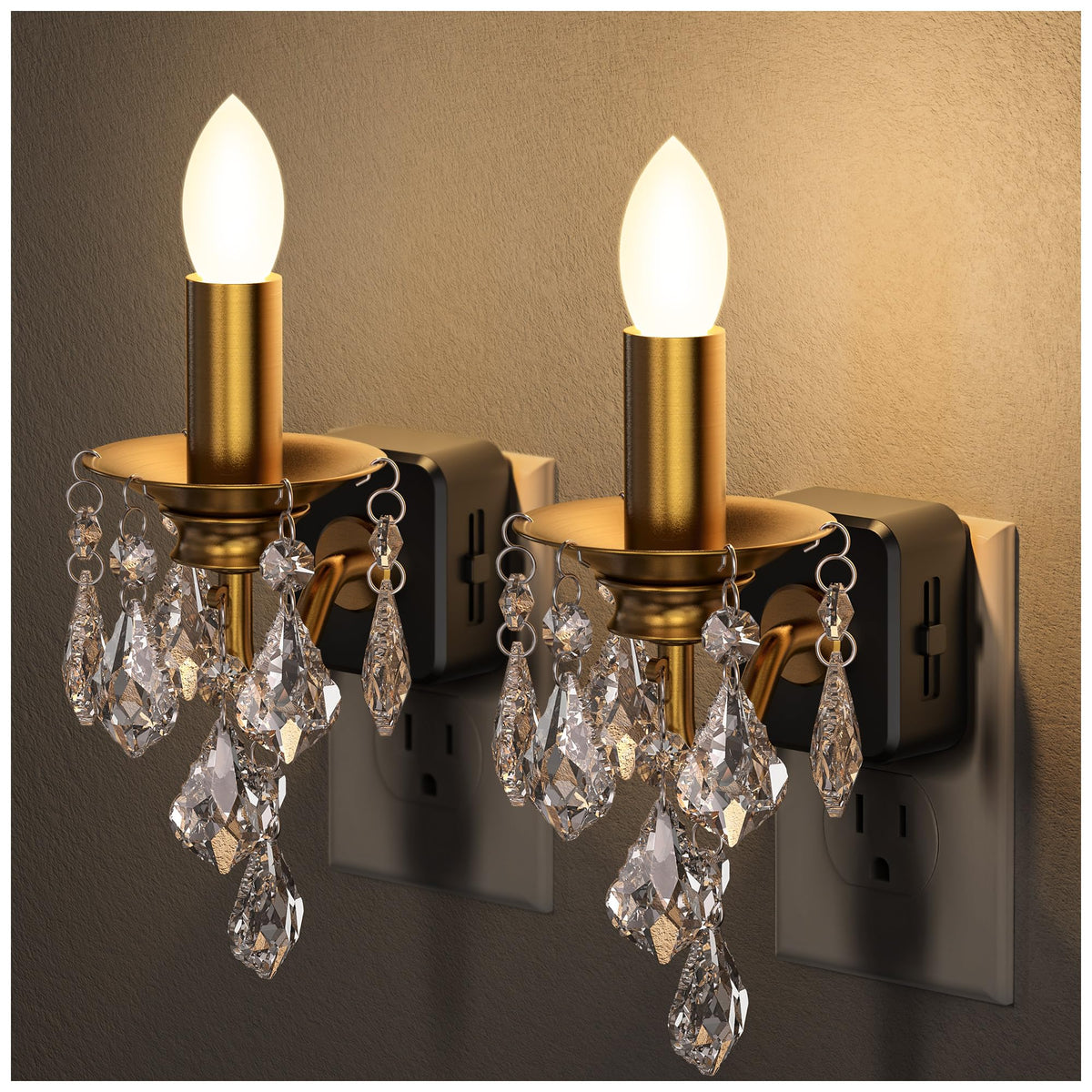 Briignite Chandelier Night Lights Plug into Wall,Amber Night Light Dimmable