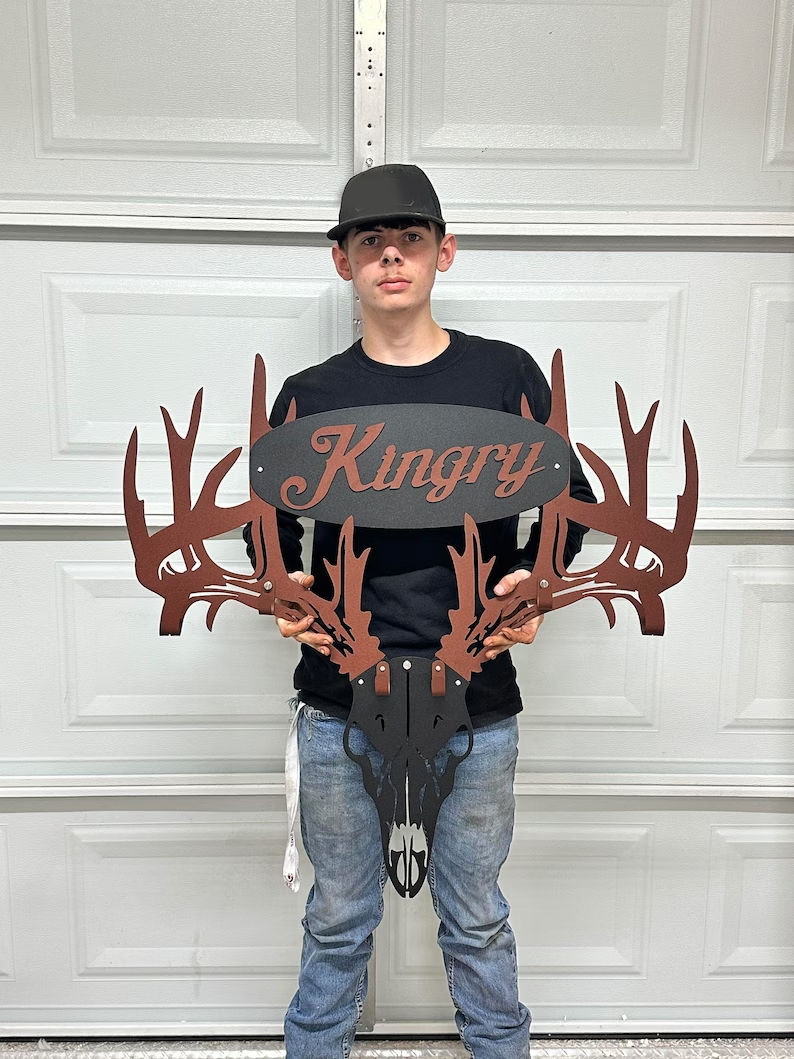 2026 NEW - Personalized Metal Deer Skull Rack-The best gift for Christmas