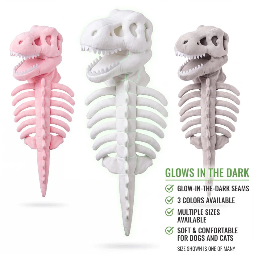 Glow-in-the-dark dinosaur skeleton pet costume - image 6