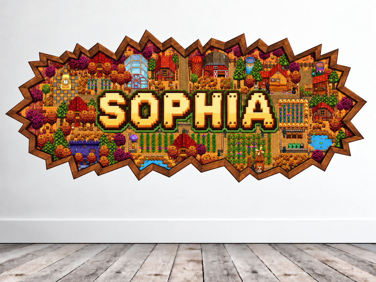 Personalized name Stardew Valley inspired farm-themed wall decorations