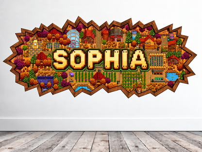 Personalized name Stardew Valley inspired farm-themed wall decorations