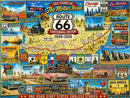 Route 66 Centennial Collector’s Puzzle 100 Years of the Mother Road — 1926–2026🎁
