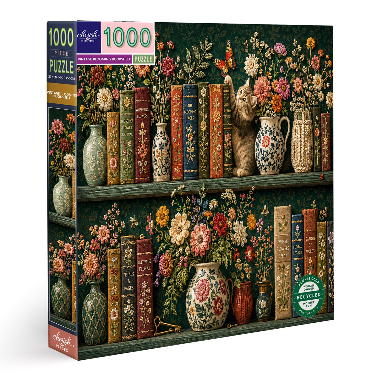 Vintage Blooming Bookshelf Jigsaw Puzzle