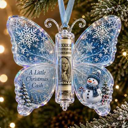 Christmas cash gift butterfly ornament – Snowman design