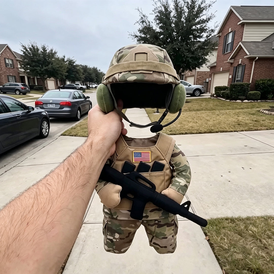 Dog wearing a military-inspired soldier costume - image 3