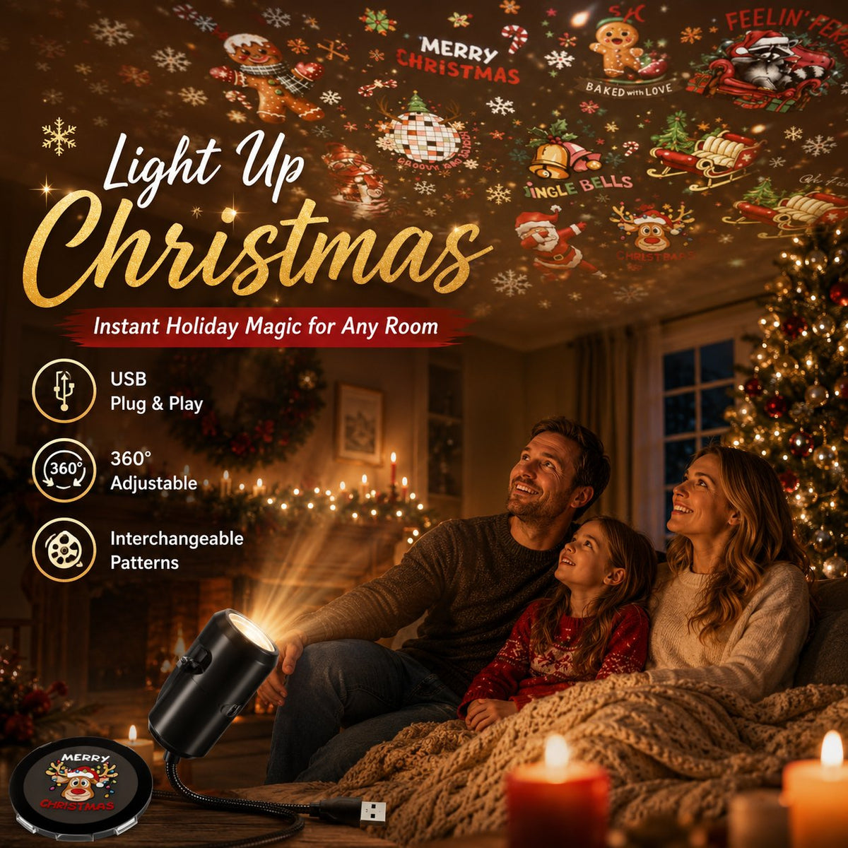 🎄🌟 Weihnachts-Projektions-Nachtlicht – Plug & Play HD-Weihnachtsprojektor🎅