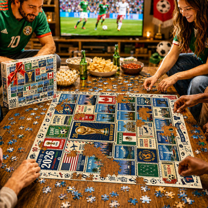 2026 World Cup - Soccer Host City Stamp Puzzle - 500/1000 Piece Jigsaw Puzzle