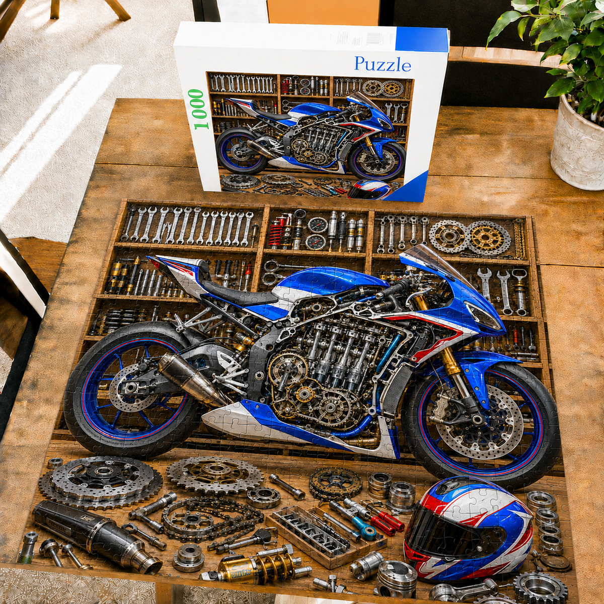 Sports Motorcycle Repair Shop 1000-Piece Jigsaw Puzzle