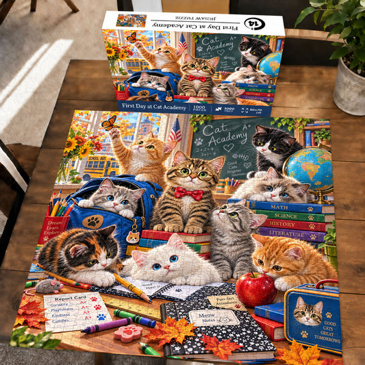 First Day at Cat Academy – Back to School Cats Jigsaw Puzzle 1000 Pieces
