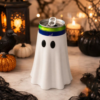 Halloween Ghost Can Holder with Witch Hat
