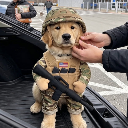 Dog wearing a military-inspired soldier costume - image 4
