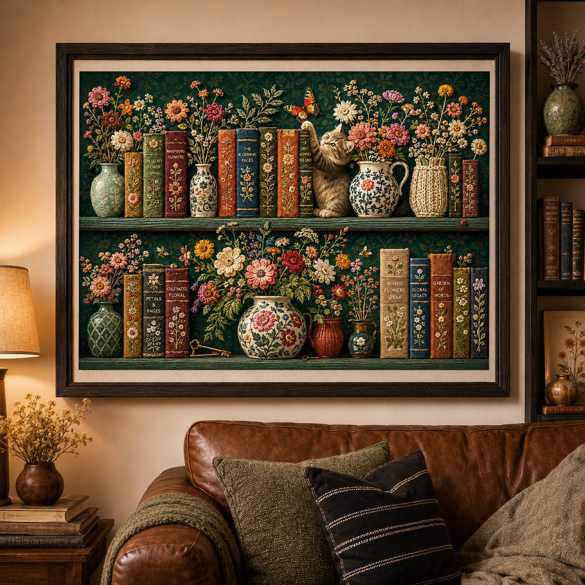 Vintage Blooming Bookshelf Jigsaw Puzzle