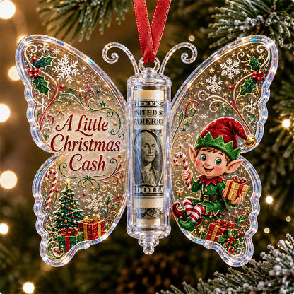 Christmas cash gift butterfly ornament – Elf design