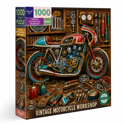 Vintage Motorcycle Workshop Jigsaw Puzzle- 1000 Pieces