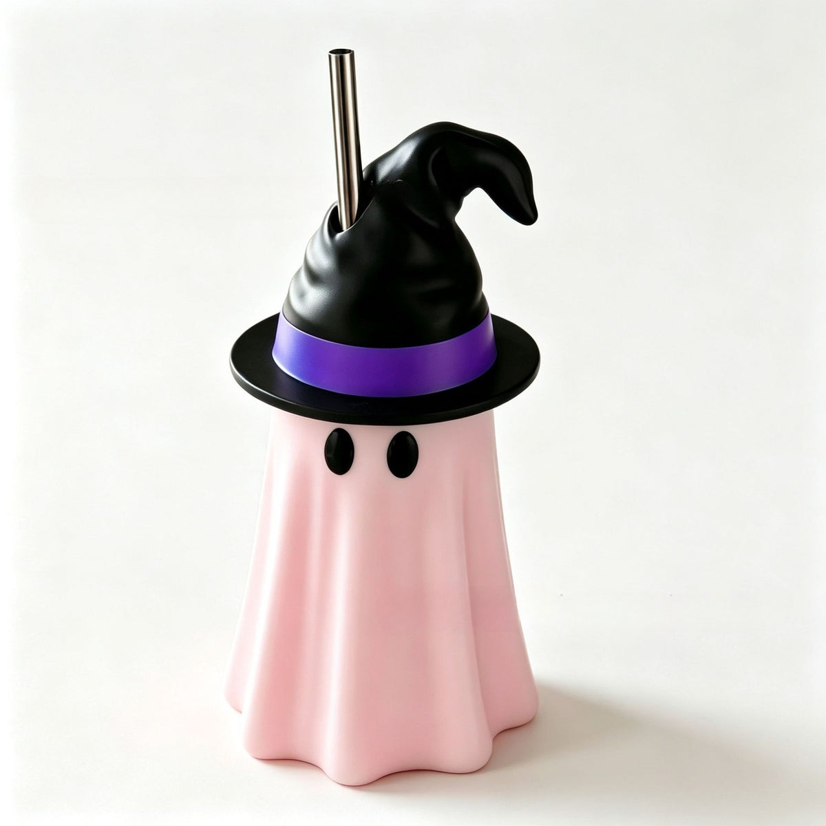 Halloween Ghost Can Holder with Witch Hat
