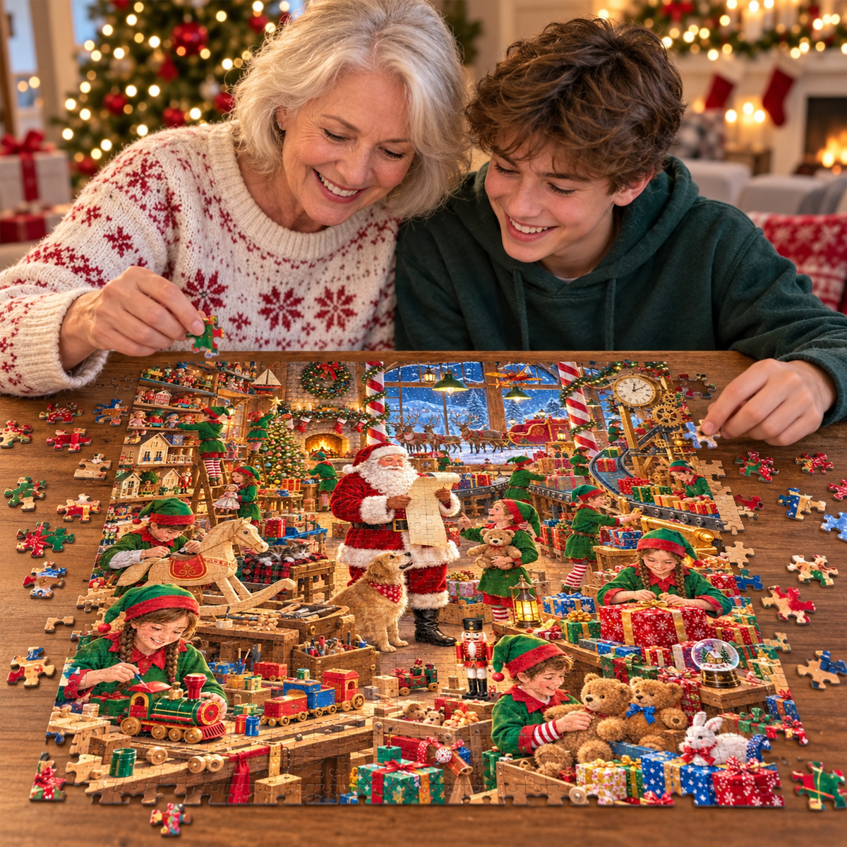 Weihnachtsmann's Geschenkewerkstatt 1000-Teile Puzzle🎁