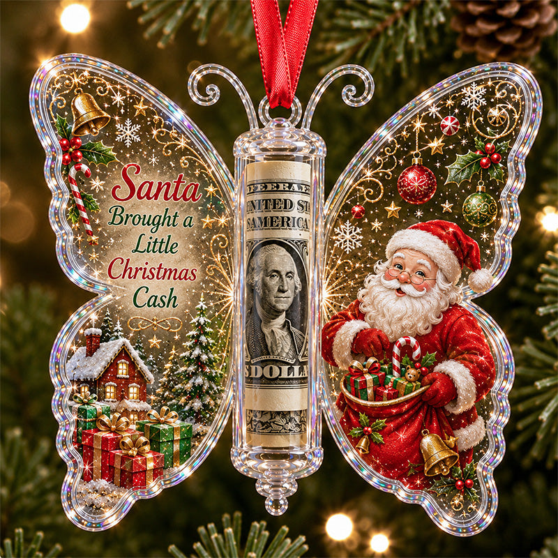 Christmas cash gift butterfly ornament – Santa design