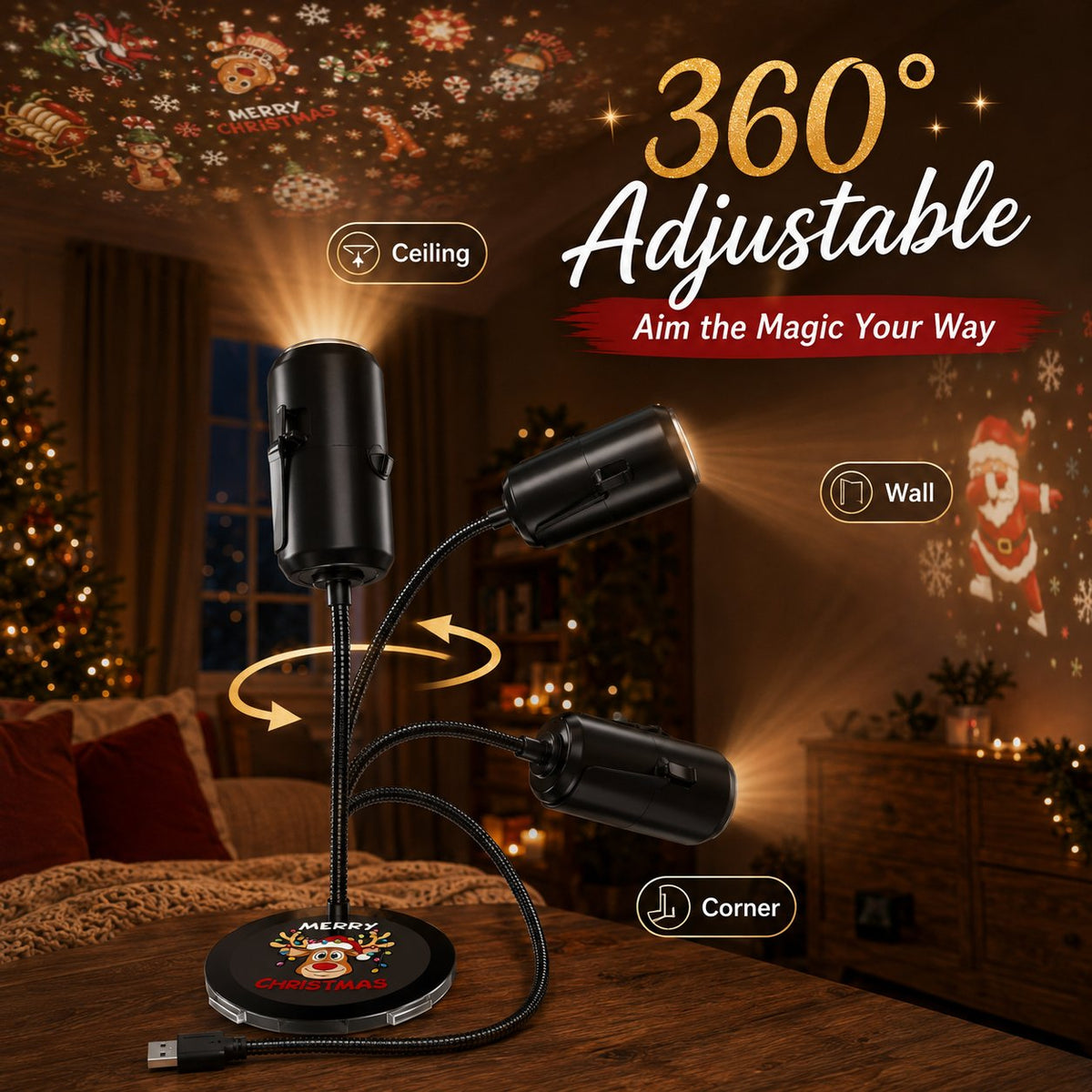 🎄🌟 Weihnachts-Projektions-Nachtlicht – Plug & Play HD-Weihnachtsprojektor🎅