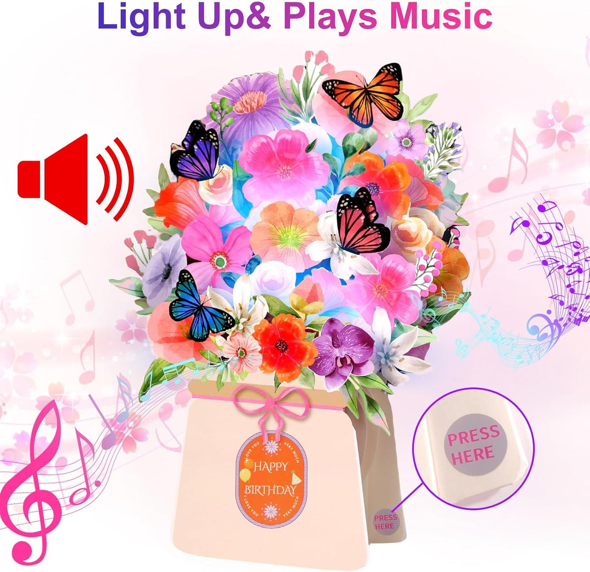 3D Light-Up Musical Birthday Bouquet Card