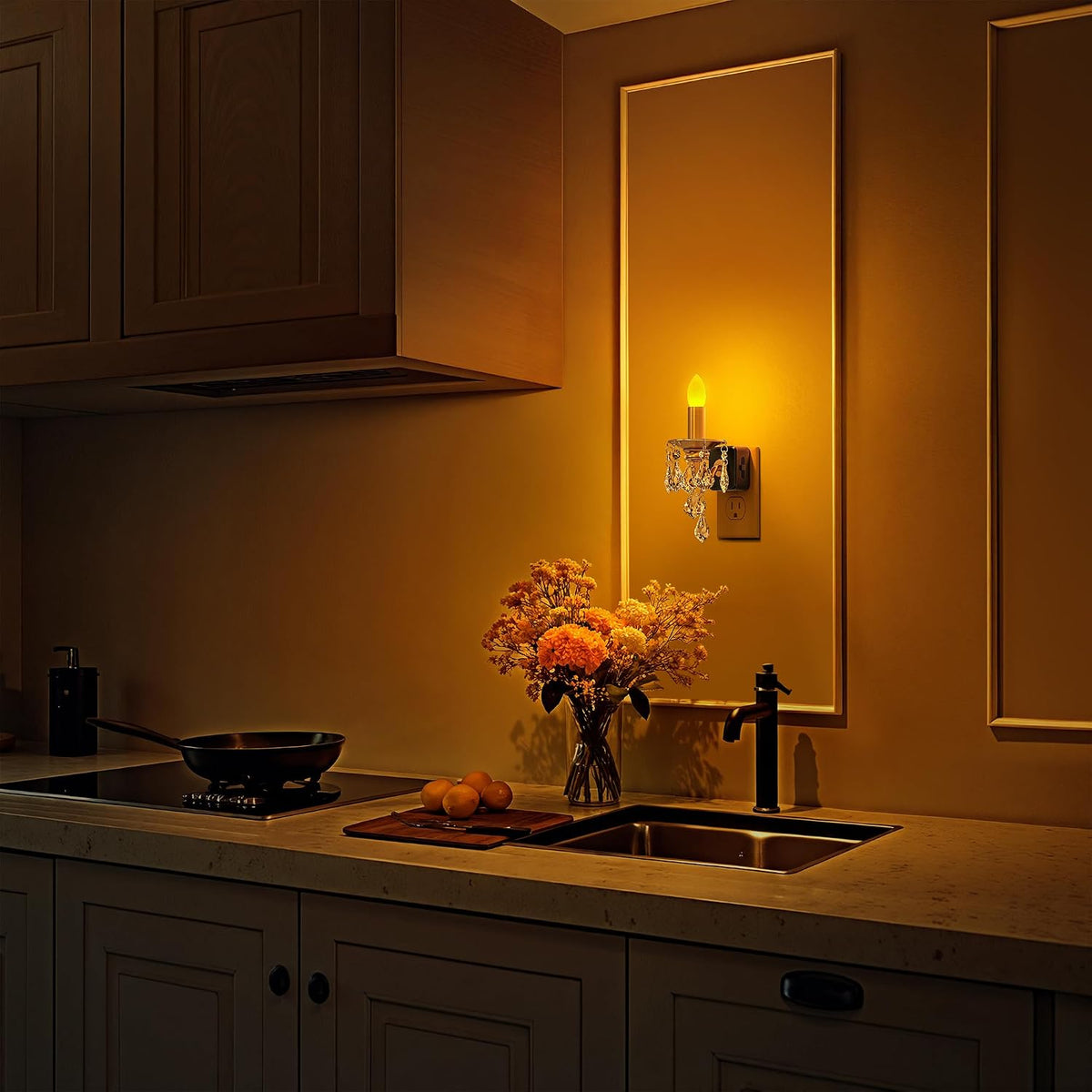 Briignite Chandelier Night Lights Plug into Wall,Amber Night Light Dimmable