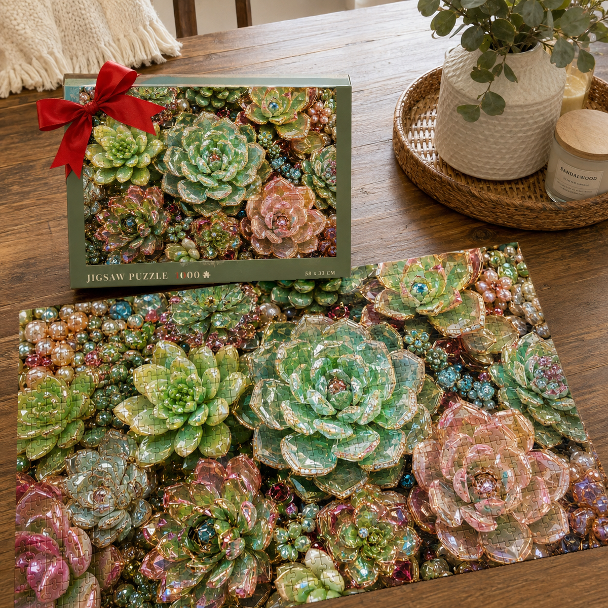 2026 Best gift – Sparkling Jewel Succulent Puzzle - 500/1000 Pieces