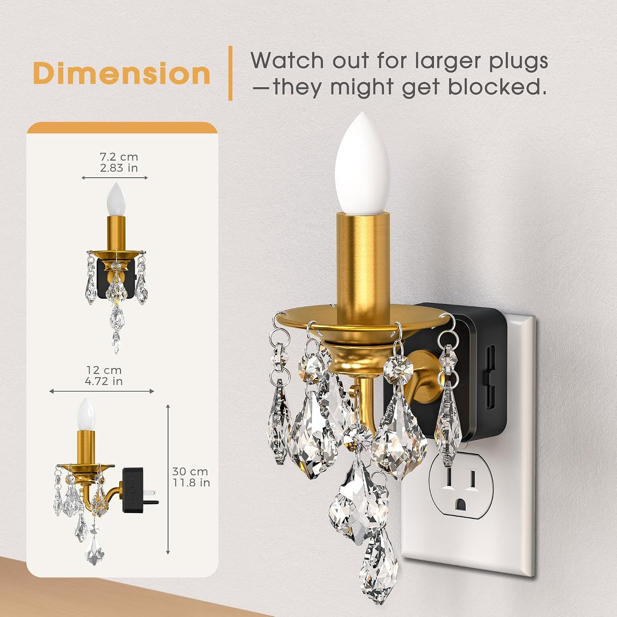 Briignite Chandelier Night Lights Plug into Wall,Amber Night Light Dimmable