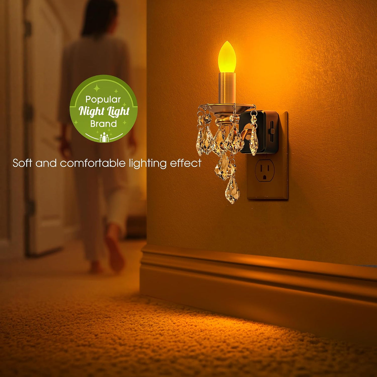 Briignite Chandelier Night Lights Plug into Wall,Amber Night Light Dimmable