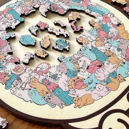 Macaron-color animal-shaped wooden puzzle