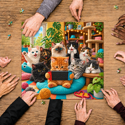 Kitten Game Night – 1000-Piece Puzzle