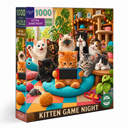 Kitten Game Night – 1000-Piece Puzzle