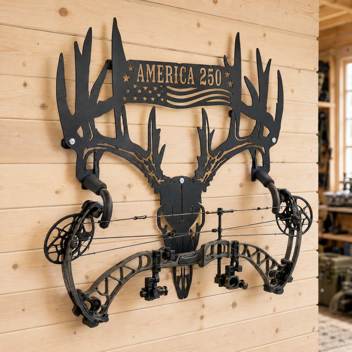 Personalized America 250th Anniversary Antler Bow Rack