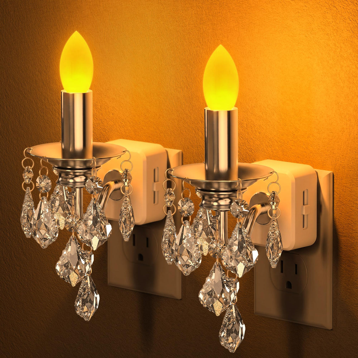 Briignite Chandelier Night Lights Plug into Wall,Amber Night Light Dimmable