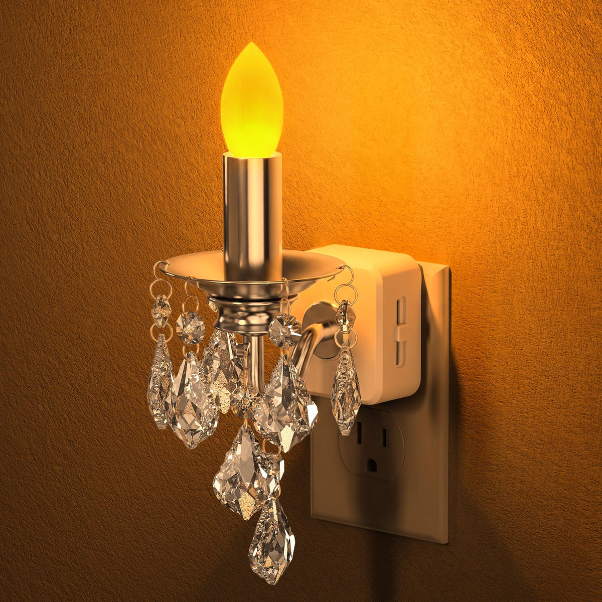 Briignite Chandelier Night Lights Plug into Wall,Amber Night Light Dimmable