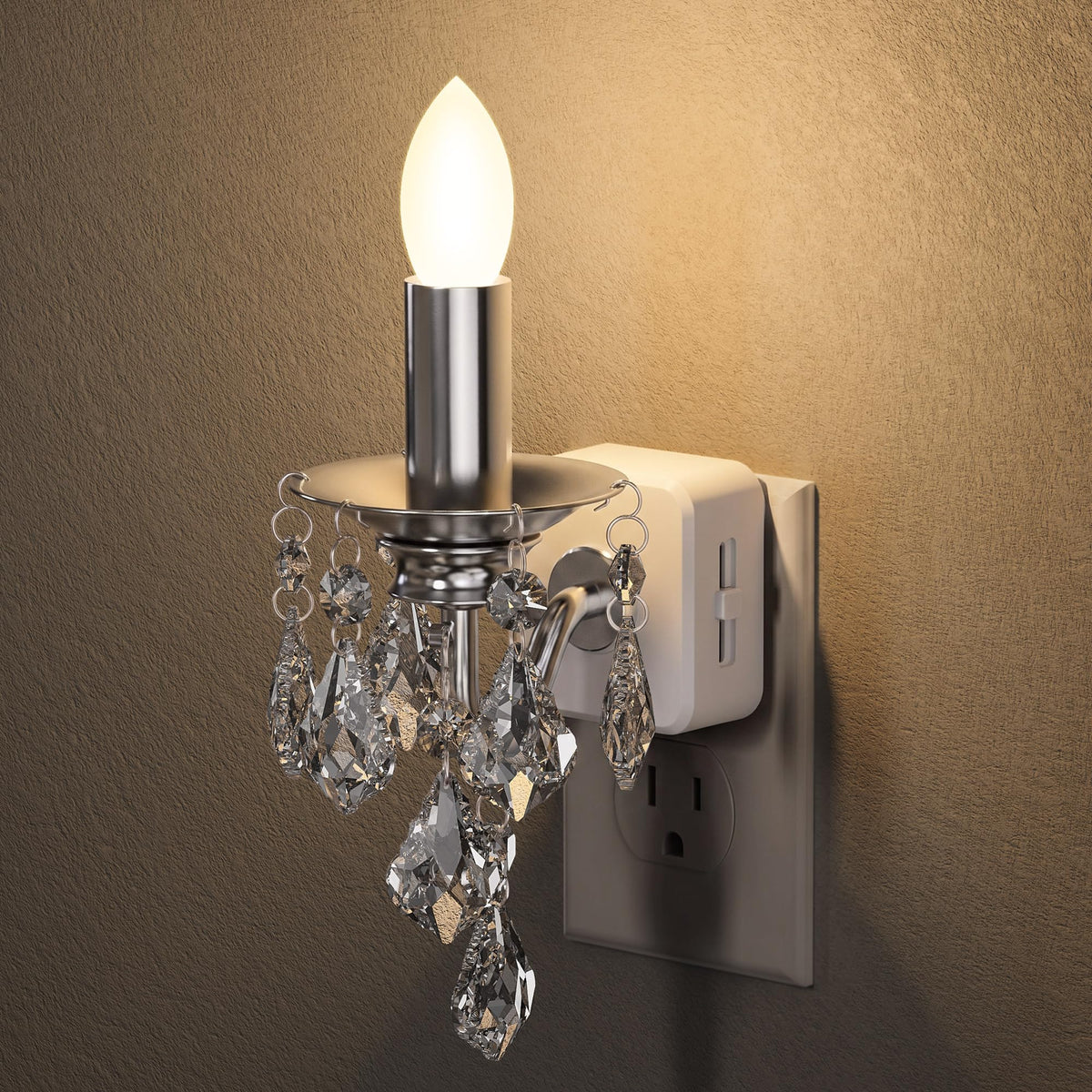 Briignite Chandelier Night Lights Plug into Wall,Amber Night Light Dimmable