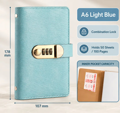 Lake Blue A6 savings notebook with lock