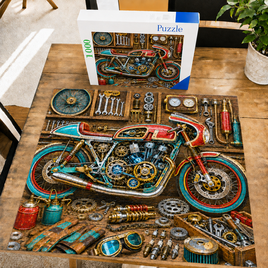Vintage Motorcycle Workshop Jigsaw Puzzle- 1000 Pieces