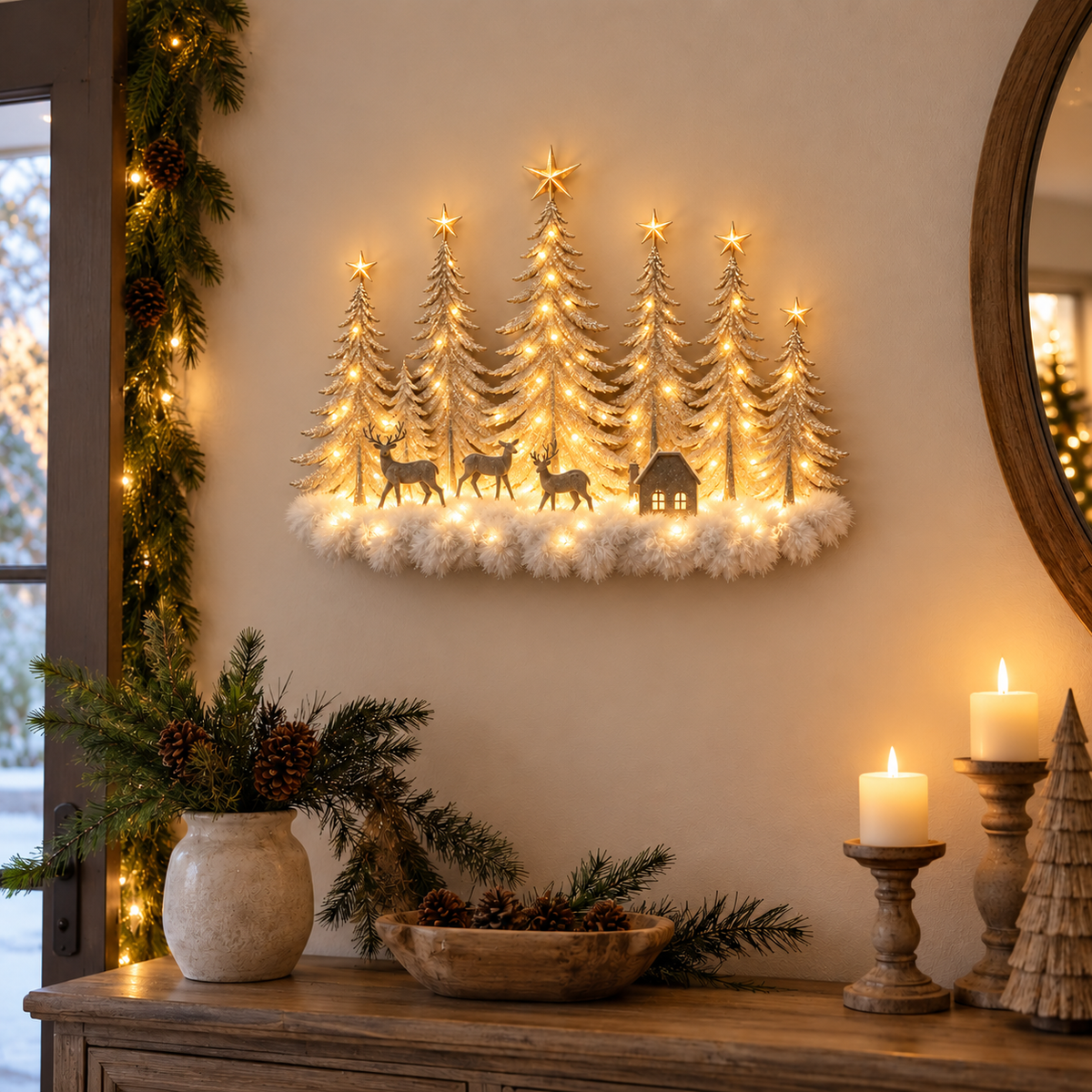 Lighted Christmas woodland forest wall decor – view 10