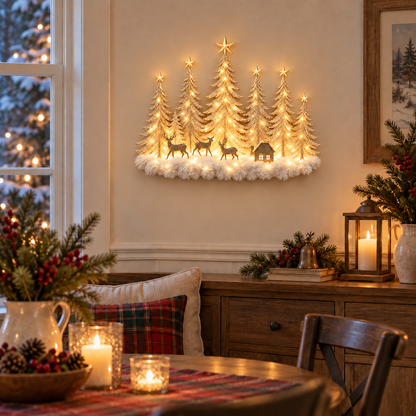Lighted Christmas woodland forest wall decor – view 8
