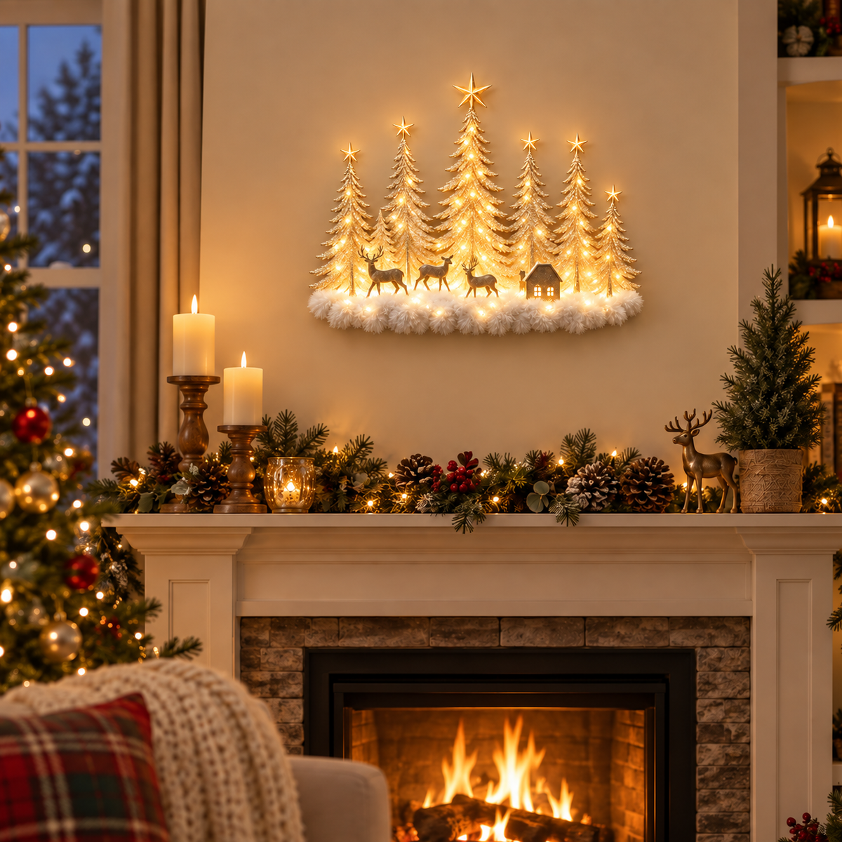 Lighted Christmas woodland forest wall decor – view 9