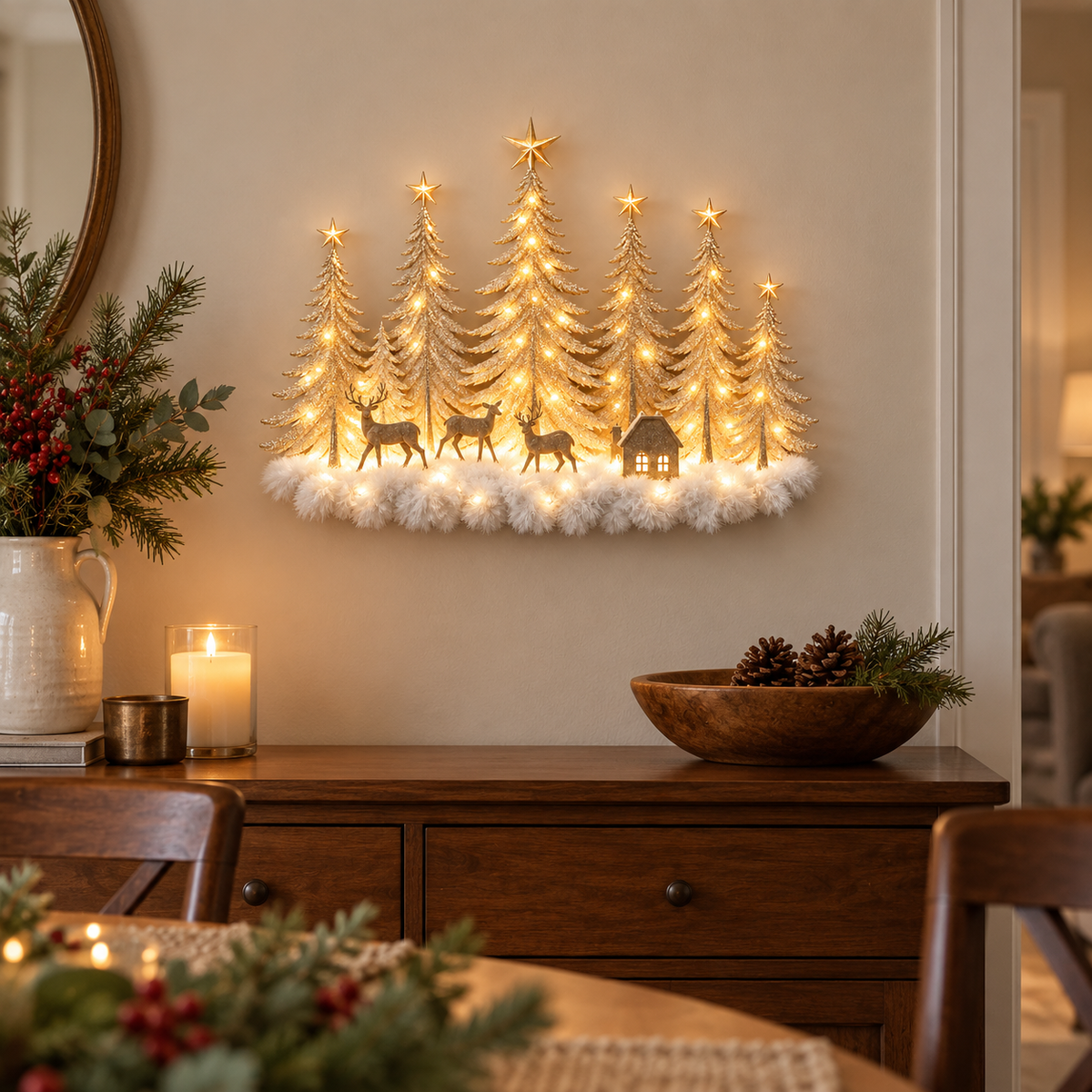 Lighted Christmas woodland forest wall decor – view 11