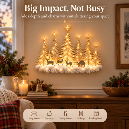 Lighted Christmas woodland forest wall decor – view 2
