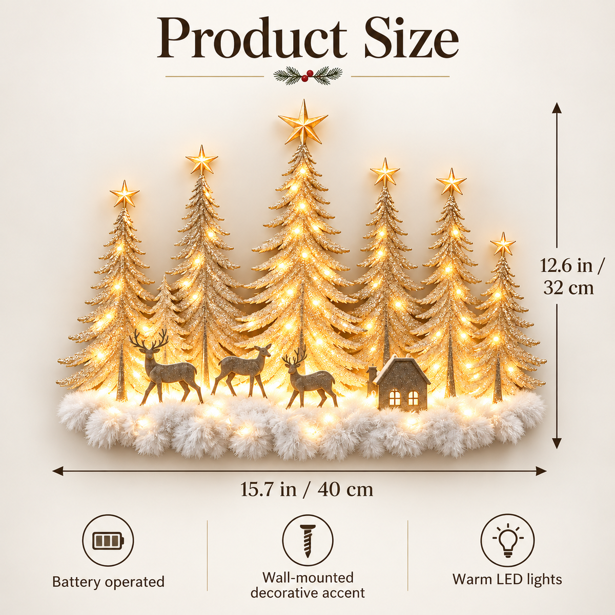 Lighted Christmas woodland forest wall decor – view 6