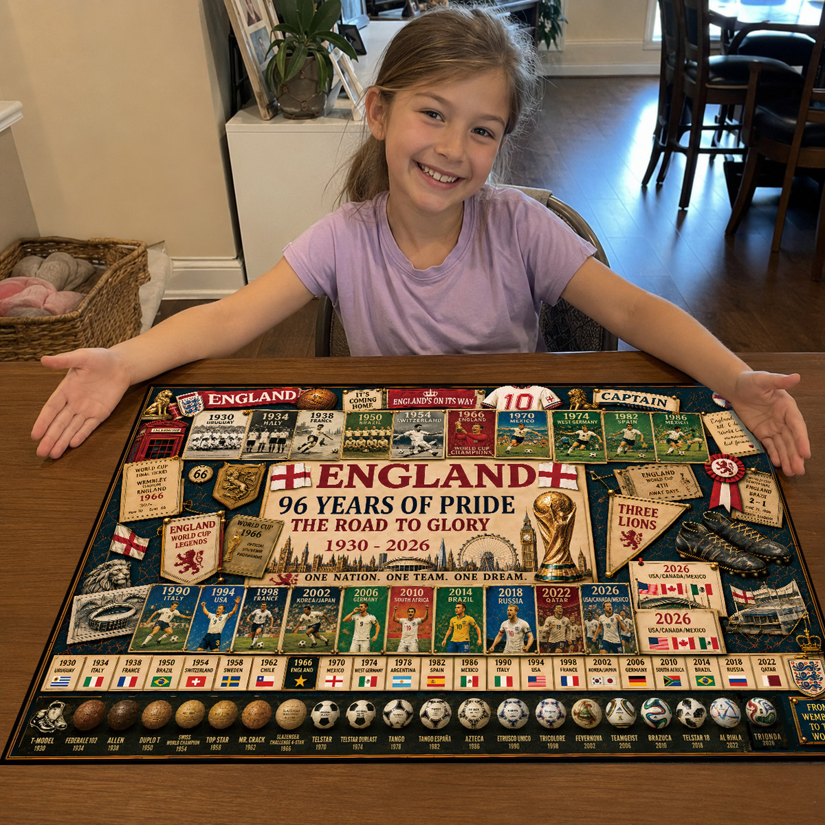 England 96-Year Glory Road World Cup Soccer "Road to Glory" Jigsaw Puzzle – 500/1000 Pieces