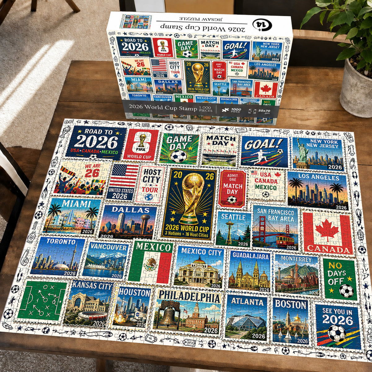 Casse-tête timbres commémoratifs « Voyage des villes hôtes de la Coupe du Monde 2026 » – Le cadeau ultime pour les fans