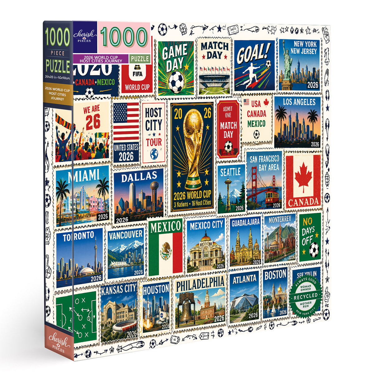 Casse-tête timbres commémoratifs « Voyage des villes hôtes de la Coupe du Monde 2026 » – Le cadeau ultime pour les fans