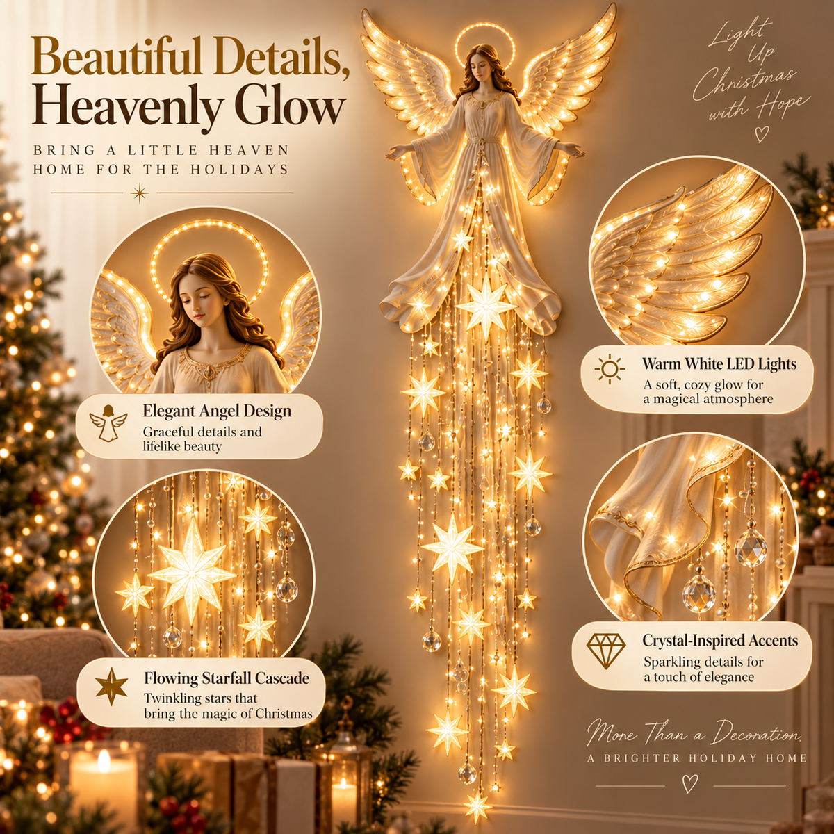Angel Blessing Starfall Wall Light – view 2