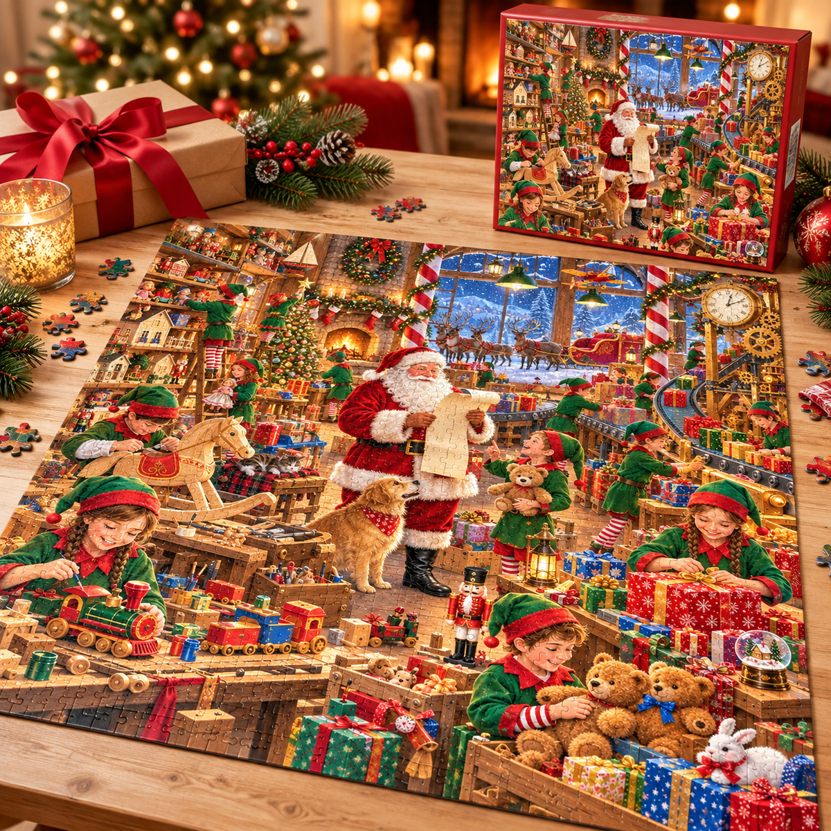 Weihnachtsmann's Geschenkewerkstatt 1000-Teile Puzzle🎁