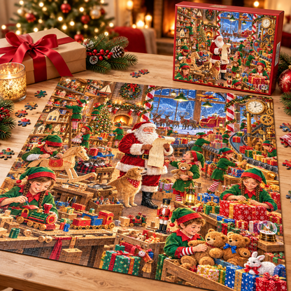 Weihnachtsmann's Geschenkewerkstatt 1000-Teile Puzzle🎁