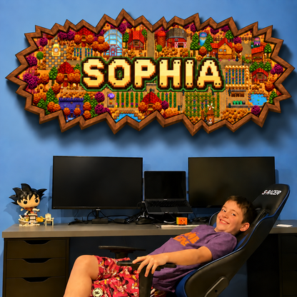 Personalized name Stardew Valley inspired farm-themed wall decorations