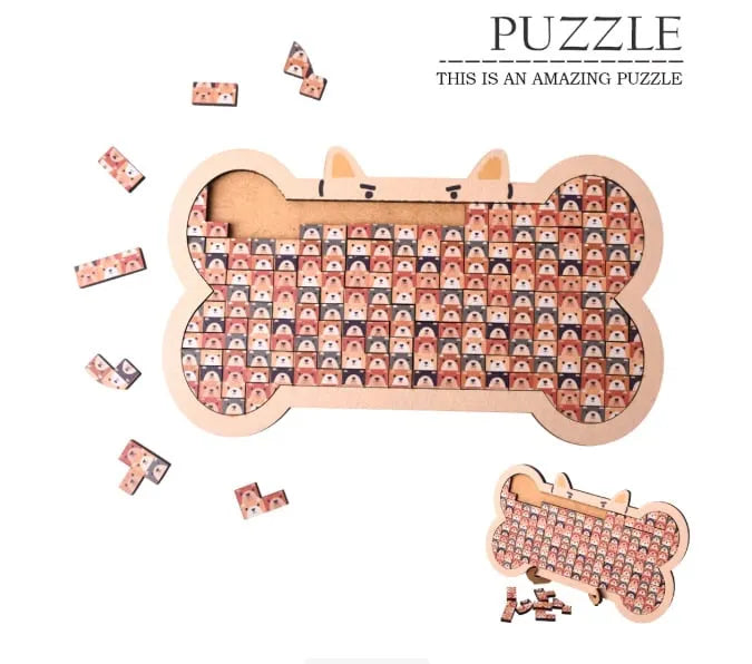Cat-shaped wooden puzzle display idea